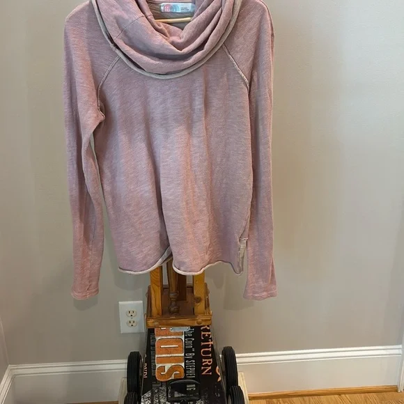 Free People Beach Pink Cowl Neck Sweater with Relaxed Fit - Picture 5 of 8